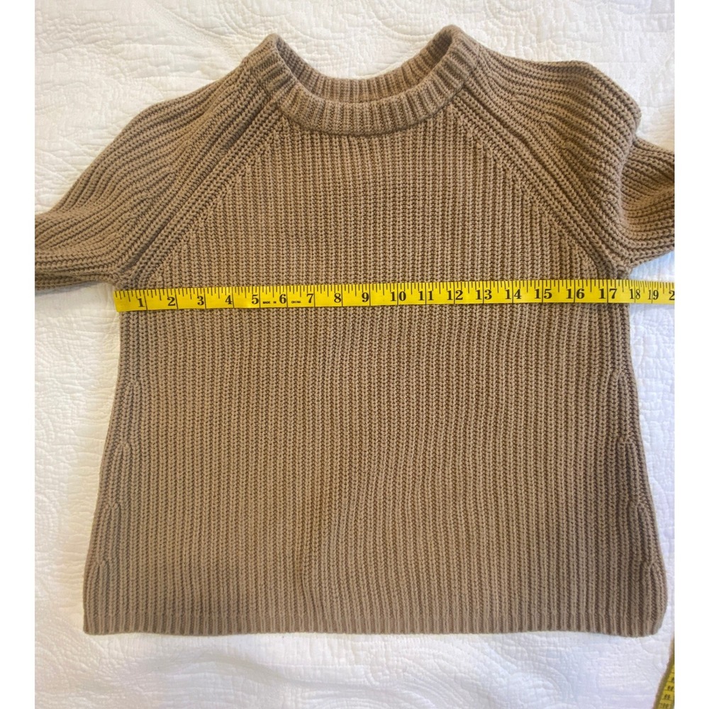 Quince Organic Cotton Fisherman Sweater Tan Camel‎ Ribbed Crewneck XS - Picture 4 of 7